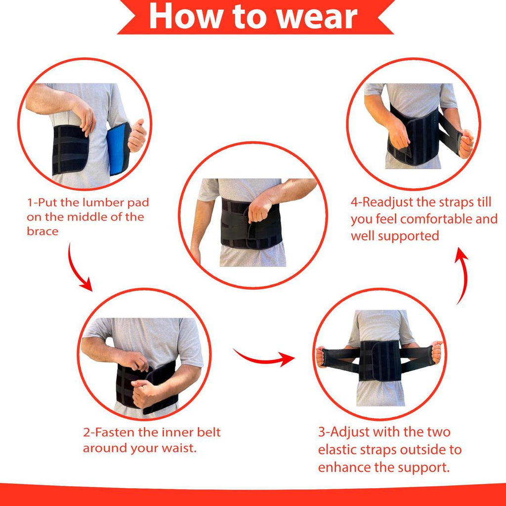 Black Nylon Lumbar Support Belt XL XXL