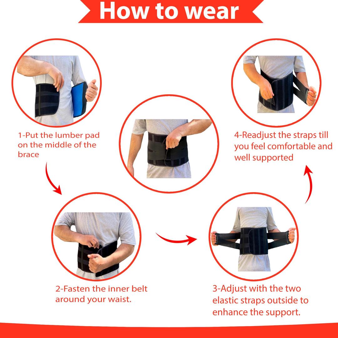 Black Nylon Lumbar Support Belt XL XXL