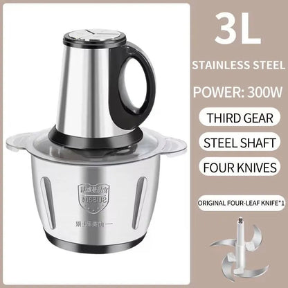 Electric Meat Chopper 3L Stainless Steel Chopper with 4 Blades & 3 Speeds