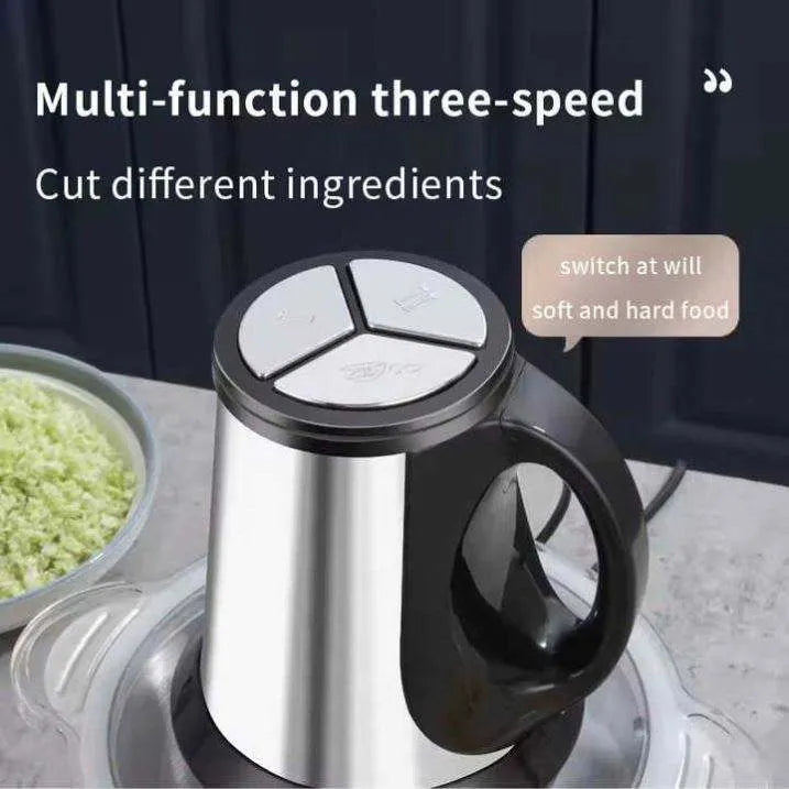 Electric Meat Chopper 3L Stainless Steel Chopper with 4 Blades & 3 Speeds