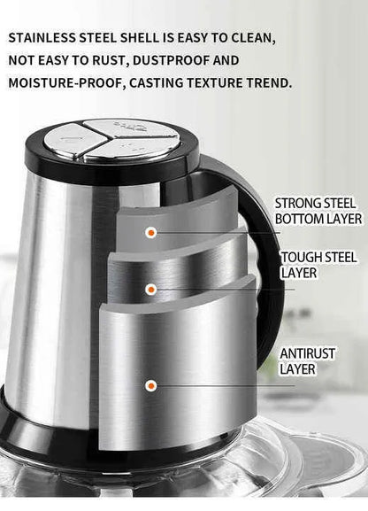 Electric Meat Chopper 3L Stainless Steel Chopper with 4 Blades & 3 Speeds