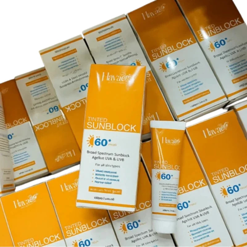 حیا ٹنٹڈ سن بلاک SPF 60+ | قدرتی ٹنٹ | براڈ اسپیکٹرم UV تحفظ | ہلکا اور نان-گریسی