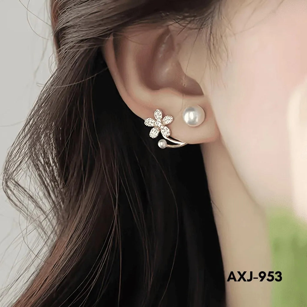 Flower Pearl Zircon Earrings Golden Silver Lightweight