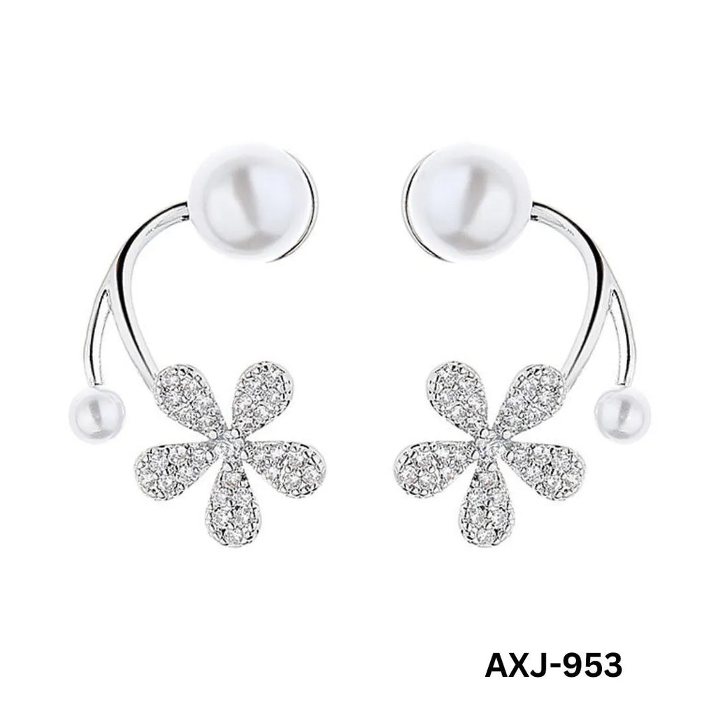 Flower Pearl Zircon Earrings Golden Silver Lightweight