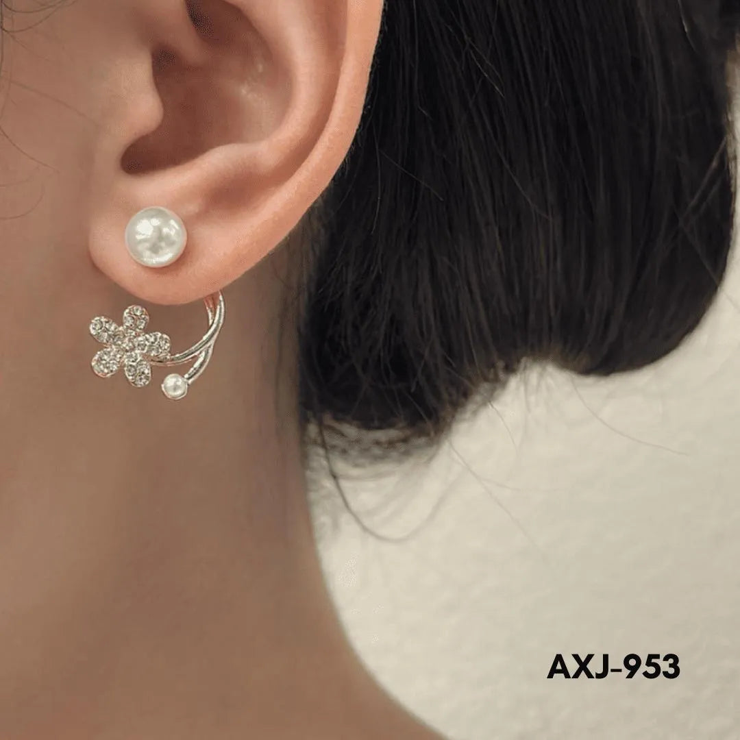 Flower Pearl Zircon Earrings Golden Silver Lightweight