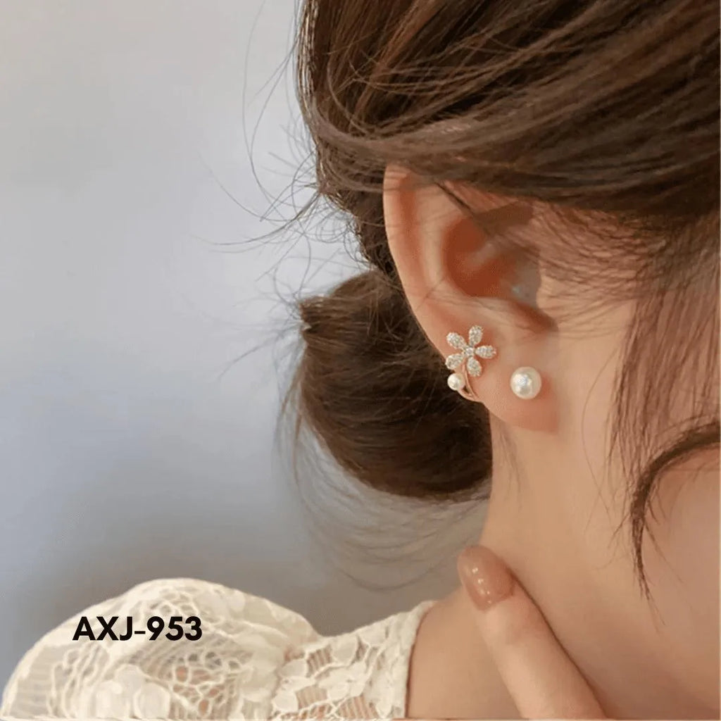 Flower Pearl Zircon Earrings Golden Silver Lightweight