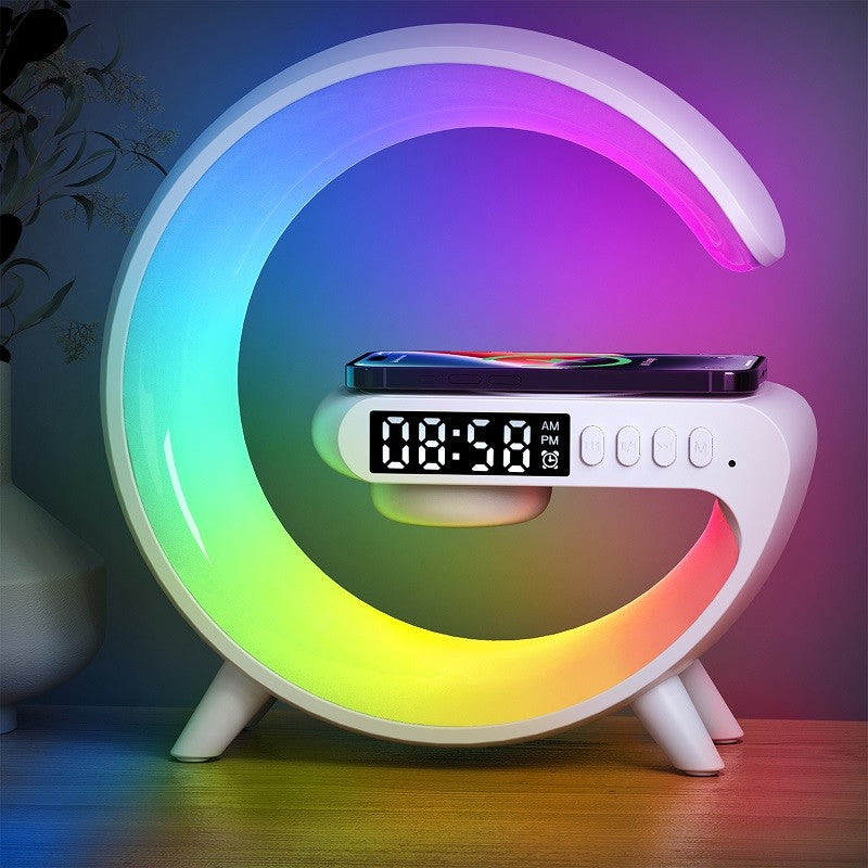 G63 Bluetooth Speaker with Wireless Charger | Atmosphere Wake-Up Light | Bedside Music Lamp | Multi-Mode Lighting
