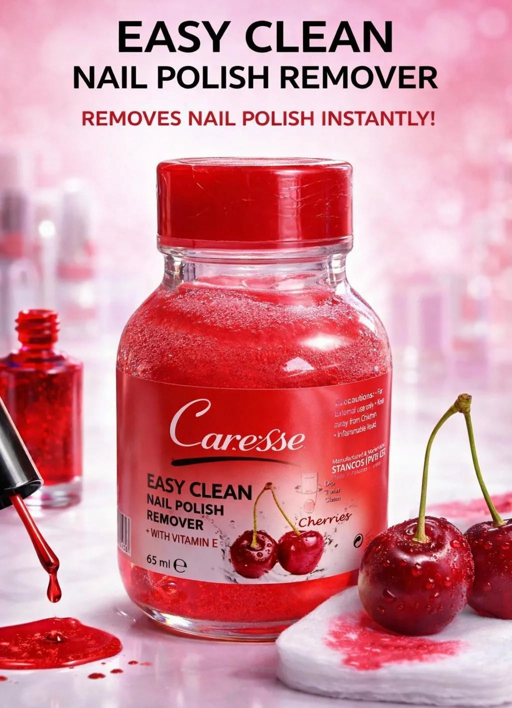 Easy Clean Cherry Nail Polish Remover 65ml