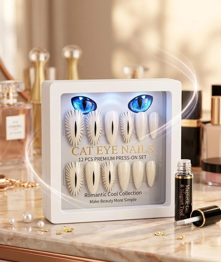 Cat Eye Fake Nails 12Pcs Premium Collection ABS