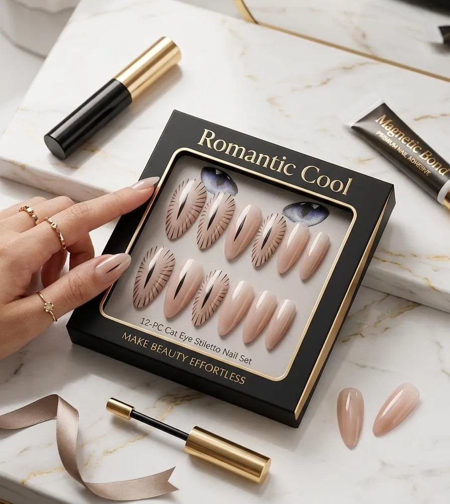 Cat Eye Fake Nails 12Pcs Premium Collection ABS