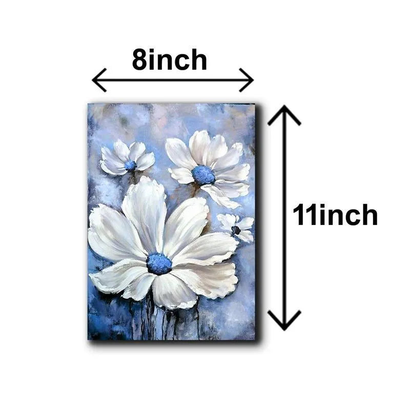 5-Piece Blue Floral Wall Art Set for Home Decor