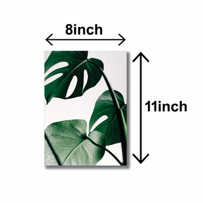 Abstract Green Leaf Wall Art Set 6Pcs 8x11 Inch