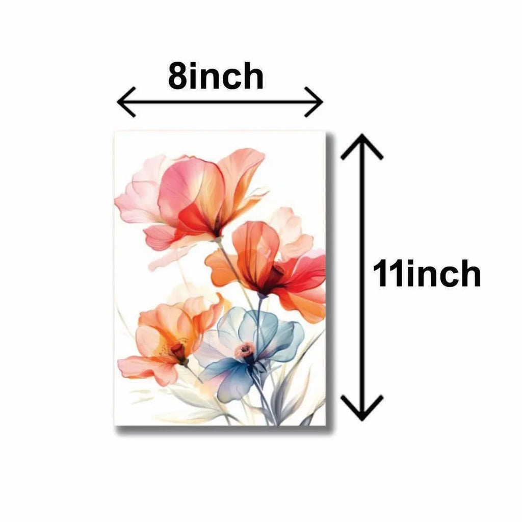 5 Pcs Floral Wall Art Paintings 8x11 Multicolor