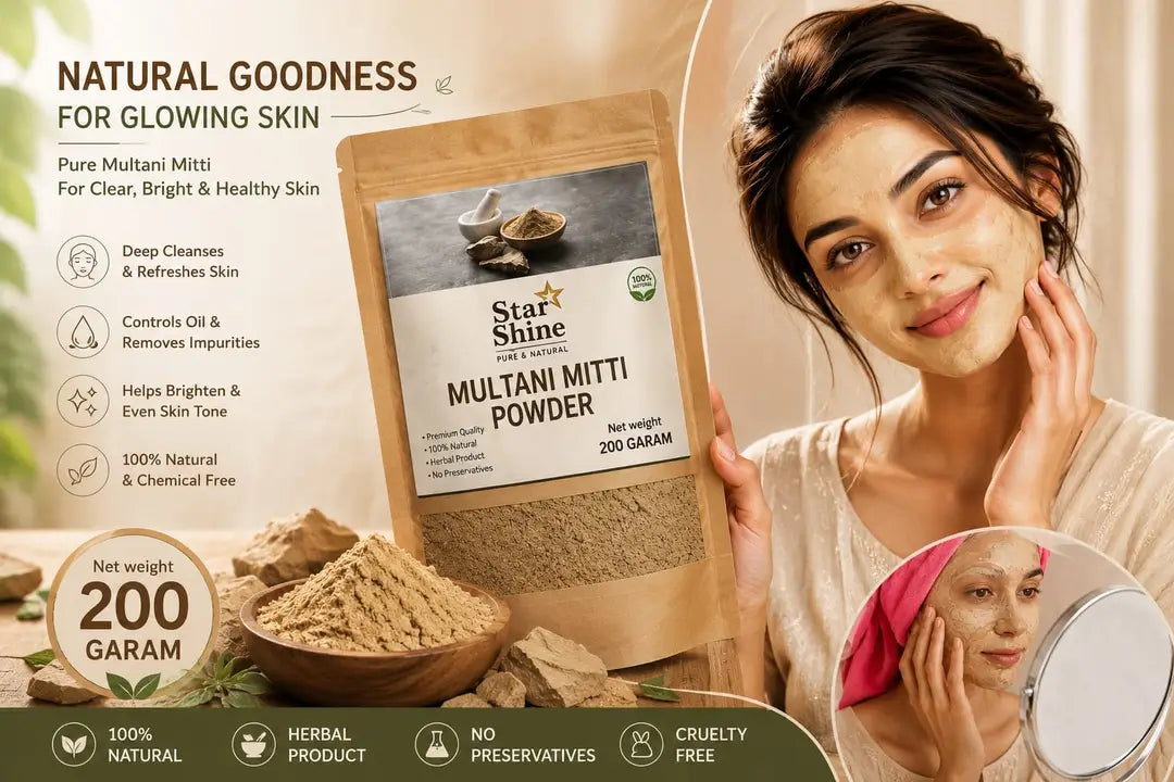 100% Organic Fuller's Earth Clay for Deep Cleansing, Oil Control & Acne-Prone Skin All Skin Types Face Powder 300 1