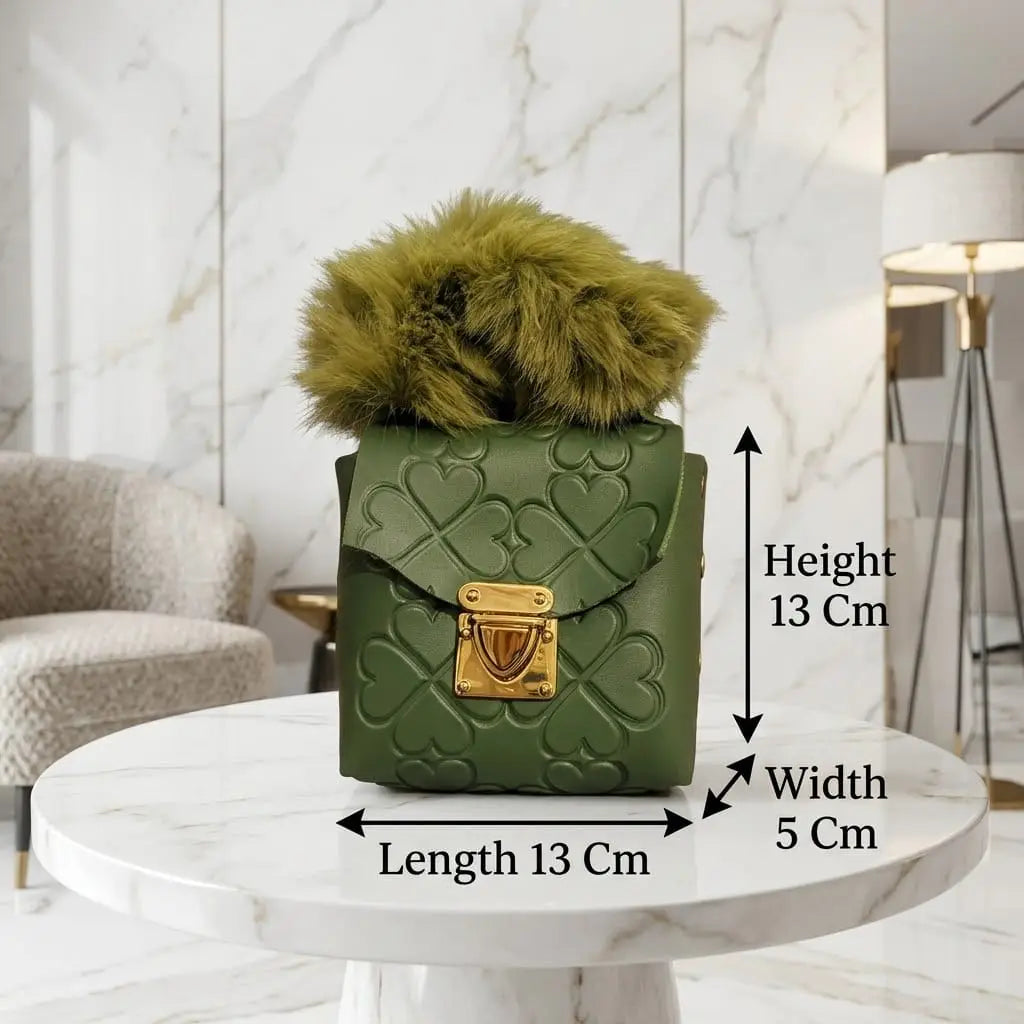 Trendy Girl's Mini Handbag - 1 Pc Embossed Green Style