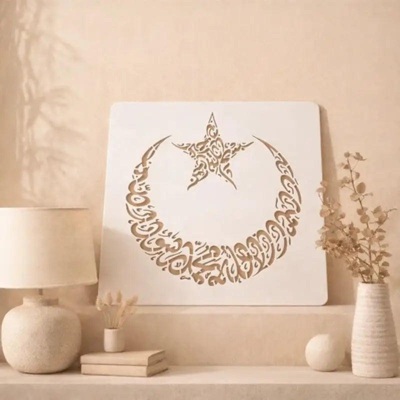 Casvena First Kalma Moon Calligraphy Stencil - Wall & Canvas