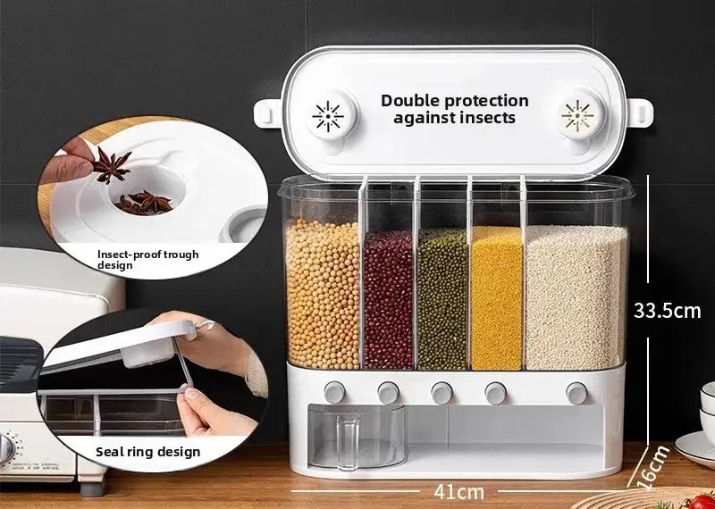 5 in 1 Cereal Dispenser for Kitchen, Rice & Grain Container
