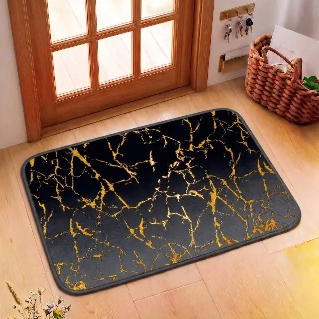 Luxury Gold Stripe Faux Fur Anti-Slip Mat 24x16 Inch