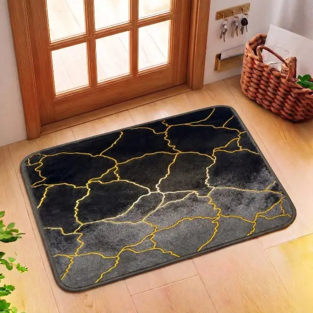 Luxury Gold Stripe Faux Fur Anti-Slip Mat 24x16 Inch
