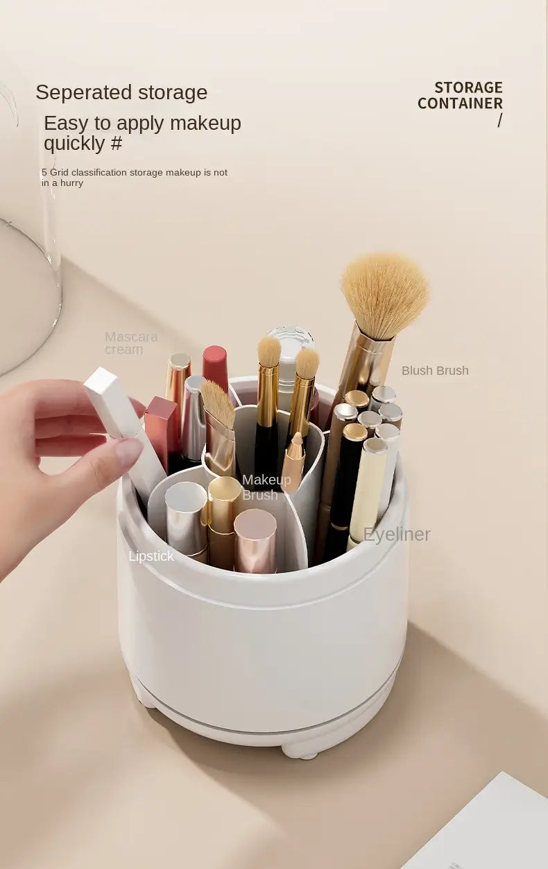 360° Rotating Makeup Brush Holder with Dustproof
