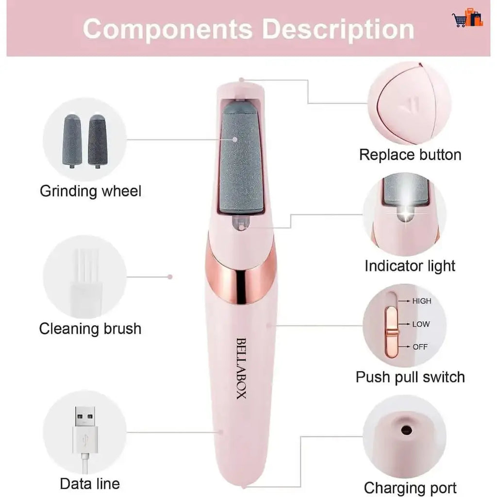 Electric Foot Exfoliator Pink USB Rechargeable ABS