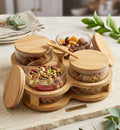Acrylic Wooden Dry Fruit Jar Set 5 Pcs with Stand