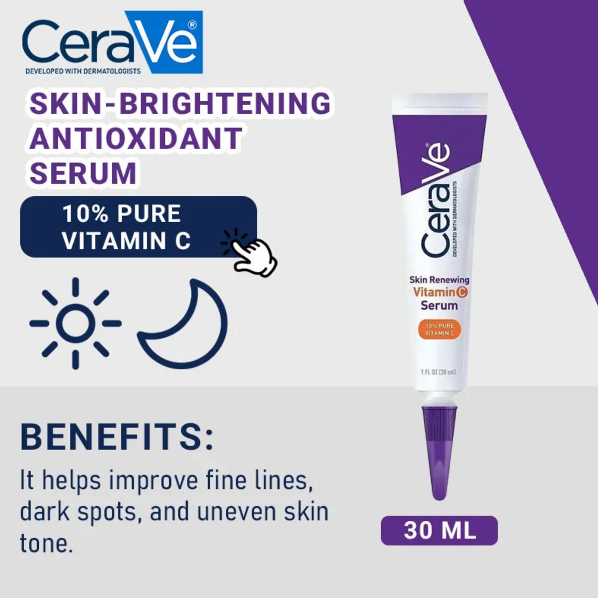 CeraVe اسکن رینیونگ وٹامن سی سیرم 30 ملی لیٹر | چمکدار، اینٹی ایجنگ اور ہائیڈریٹنگ