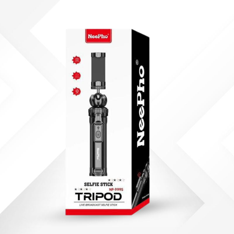 NeePho NP-999s 2-in-1 سیلفی اسٹک اور ٹرائی پوڈ | ایڈجسٹ ایبل اونچائی، بلوٹوتھ ریموٹ | یونیورسل اسمارٹ فون اور کیمرہ ماؤنٹ | ہلکا اور پورٹیبل