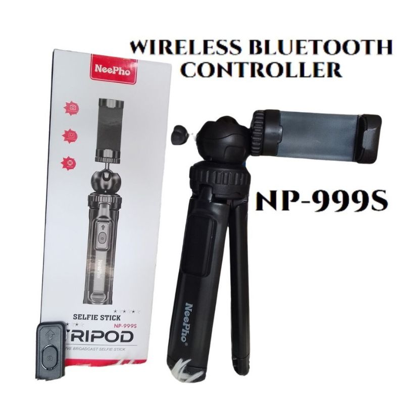 NeePho NP-999s 2-in-1 سیلفی اسٹک اور ٹرائی پوڈ | ایڈجسٹ ایبل اونچائی، بلوٹوتھ ریموٹ | یونیورسل اسمارٹ فون اور کیمرہ ماؤنٹ | ہلکا اور پورٹیبل