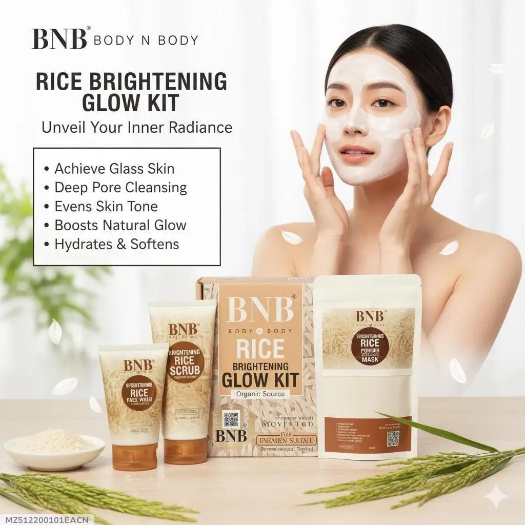BNB Body & Body Rice Brightening Glow Kit 3-in-1 Glass Skin for All Skin Types