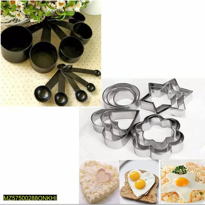 Black Kitchen Measuring Set with Stainless Steel Cutters