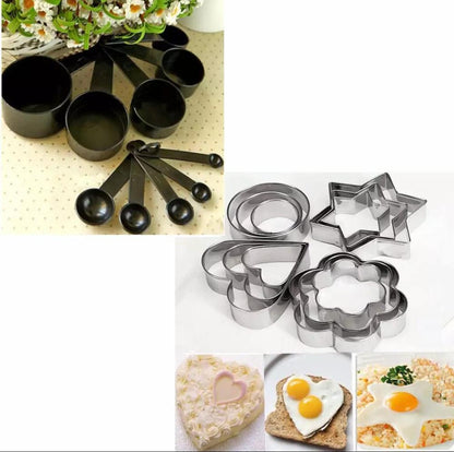 Black Kitchen Measuring Set with Stainless Steel Cutters