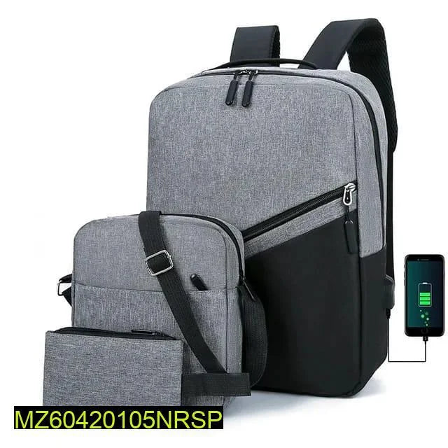 3 In 1 Laptop Bag With USB Port Backpack