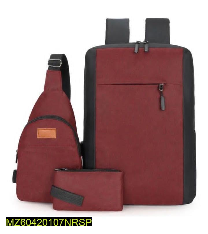 Laptop Bag Set Maroon Black Nylon 3-Piece