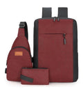 Laptop Bag Set Maroon Black Nylon 3-Piece