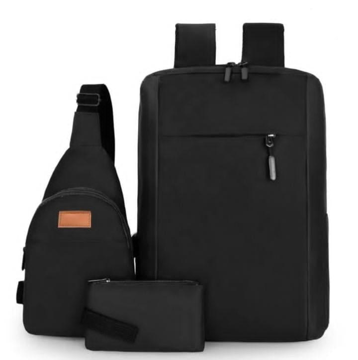 Laptop Bag Set Maroon Black Nylon 3-Piece