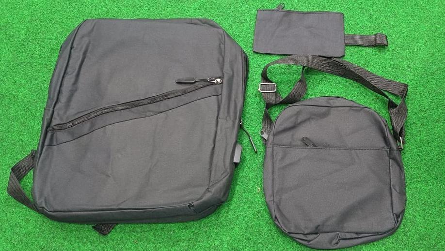 Laptop Bag Set Maroon Black Nylon 3-Piece