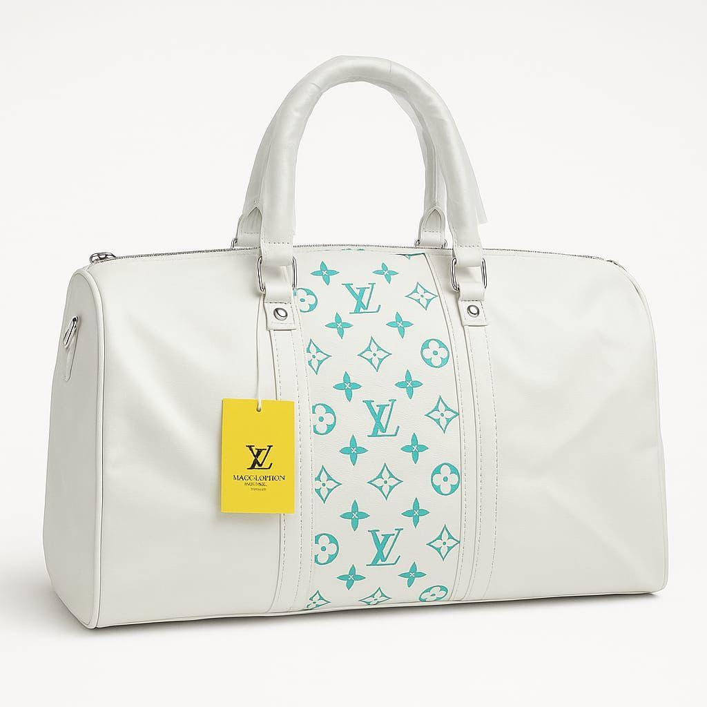 Brown Leather Duffle Bag 20" Multicolor Monogram
