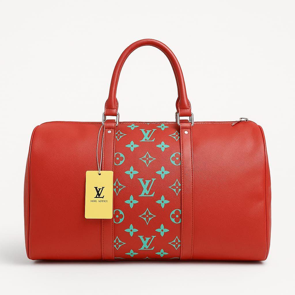 Brown Leather Duffle Bag 20" Multicolor Monogram
