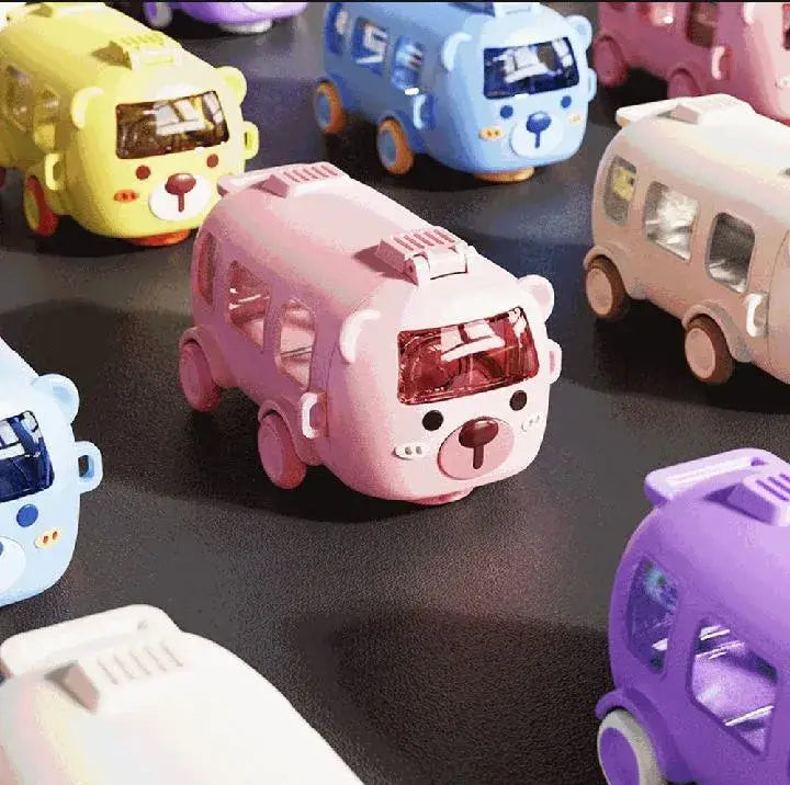 Cute Bus Shape Water Bottle with Straw & Carry Strap