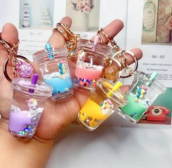 Cute Glass Keychains with Figurines for Girls