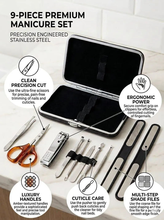 9-Piece Precision Manicure Set Stainless Steel