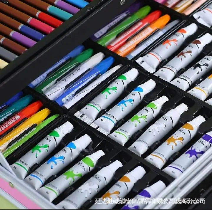 Unicorn-Themed Premium Kids Art Set 145 Pcs with Watercolor & Pencils - New