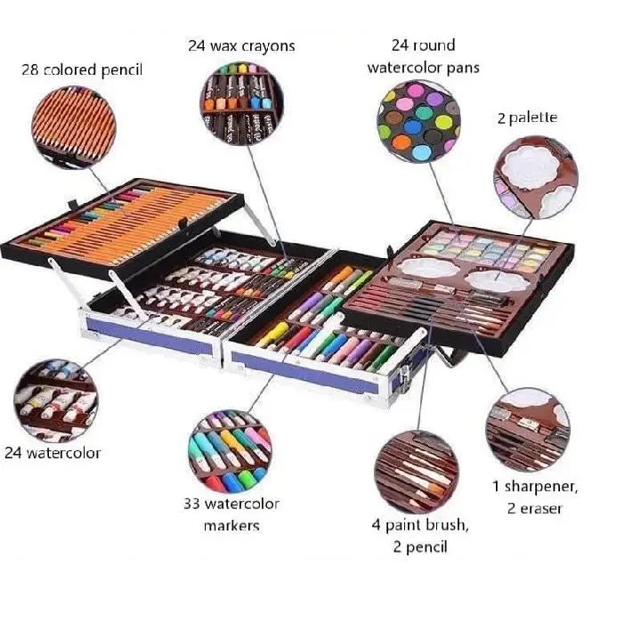 Unicorn-Themed Premium Kids Art Set 145 Pcs with Watercolor & Pencils - New