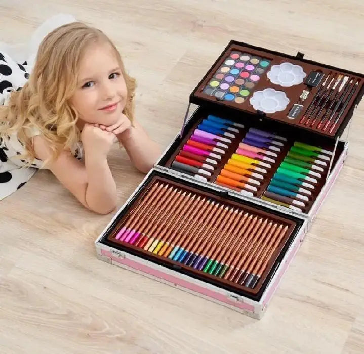 Unicorn-Themed Premium Kids Art Set 145 Pcs with Watercolor & Pencils - New