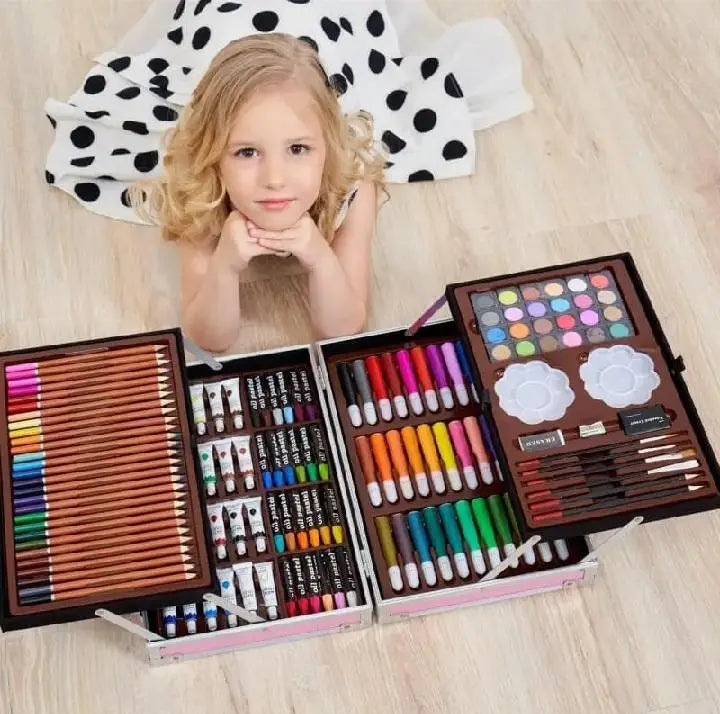 Unicorn-Themed Premium Kids Art Set 145 Pcs with Watercolor & Pencils - New