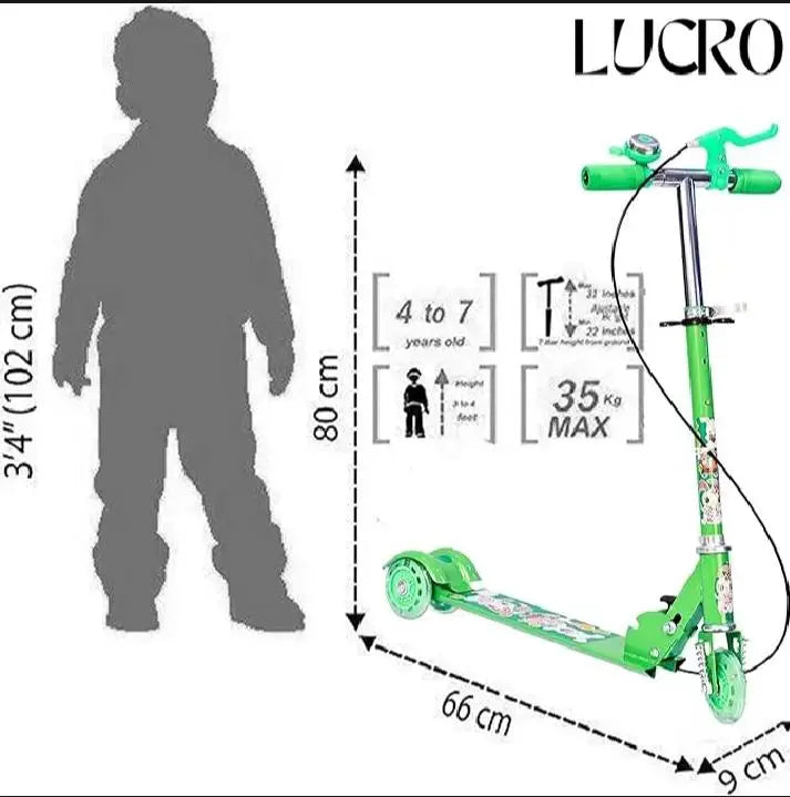 Lucro Scooter for Kids Heavy-Duty Outdoor e wheels Scotty with Adjustable Handlebar Strong Frame, Lightweight, Smooth and Fun Ride Kids Scooty Cycle, Kids chcle
