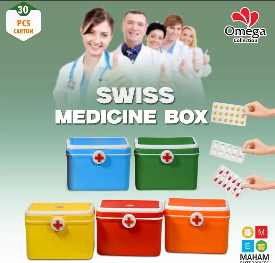 Large Swiss-Style Medical Storage Box – Organizer for First Aid Kits, Pills, and Health Supplies