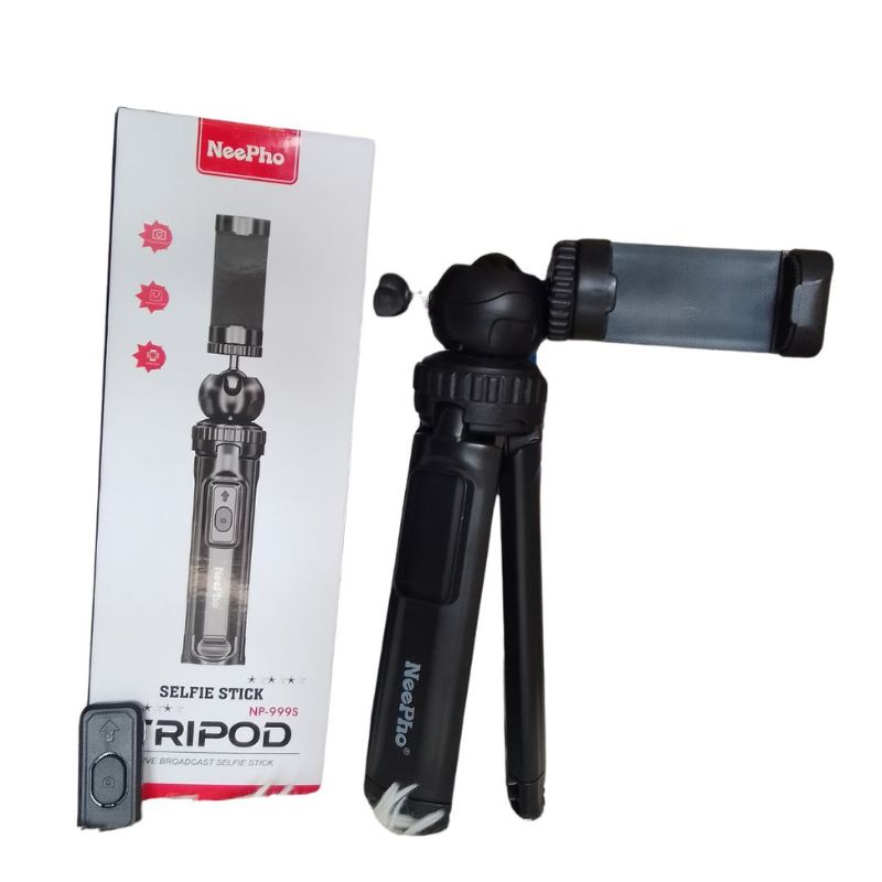 NeePho NP-999s 2-in-1 سیلفی اسٹک اور ٹرائی پوڈ | ایڈجسٹ ایبل اونچائی، بلوٹوتھ ریموٹ | یونیورسل اسمارٹ فون اور کیمرہ ماؤنٹ | ہلکا اور پورٹیبل