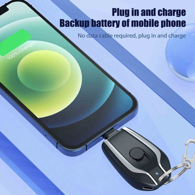 منی کیچین پاور بینک | انتہائی کمپیکٹ 1500mAh | فونز اور گیجٹس کے لیے ایمرجنسی چارجر